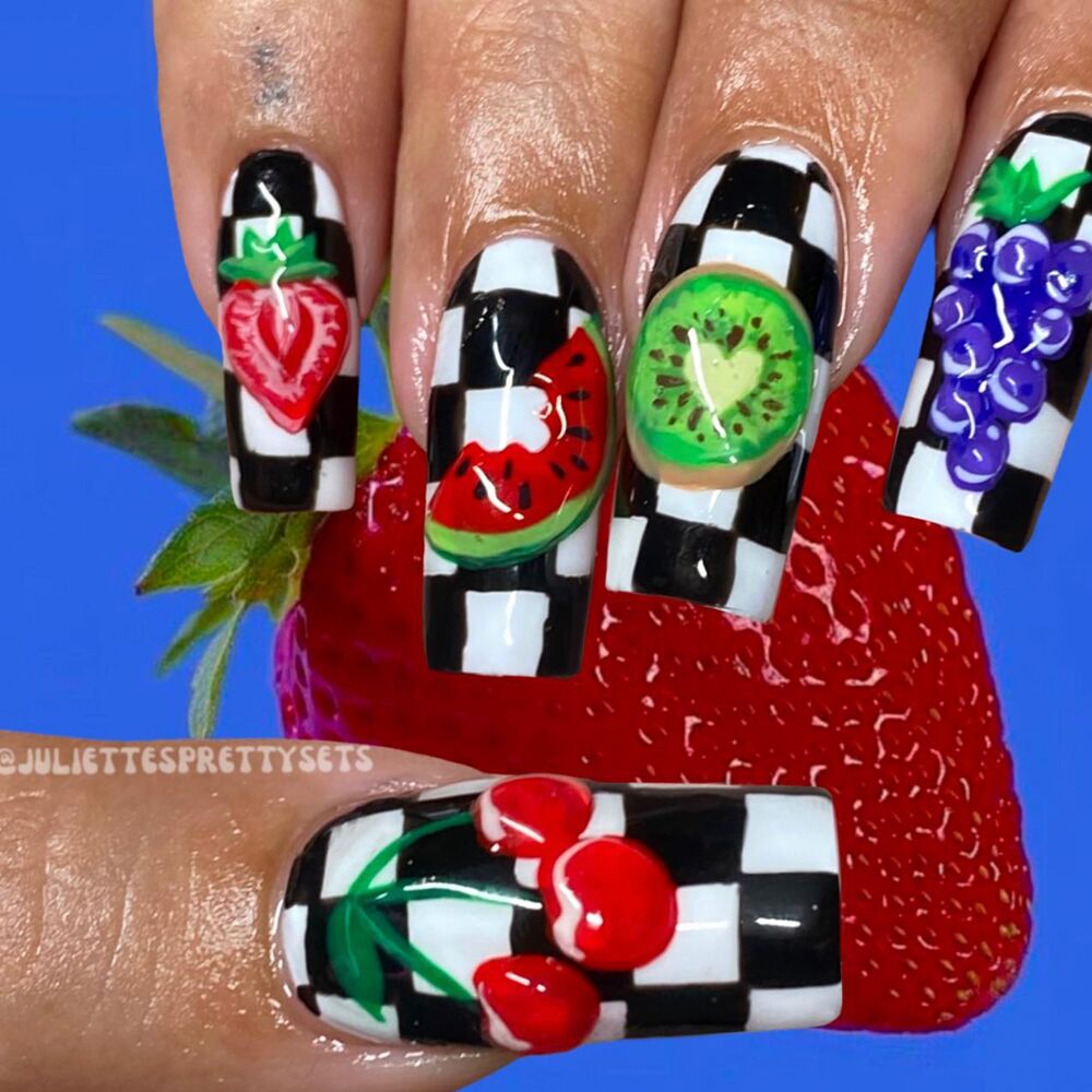 Checkerboard fruit nails