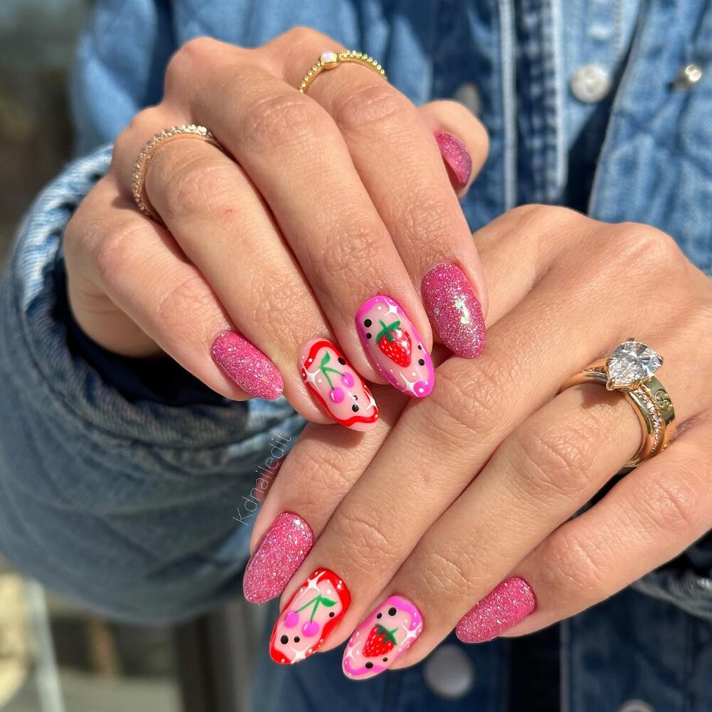 strawberry cherry nails