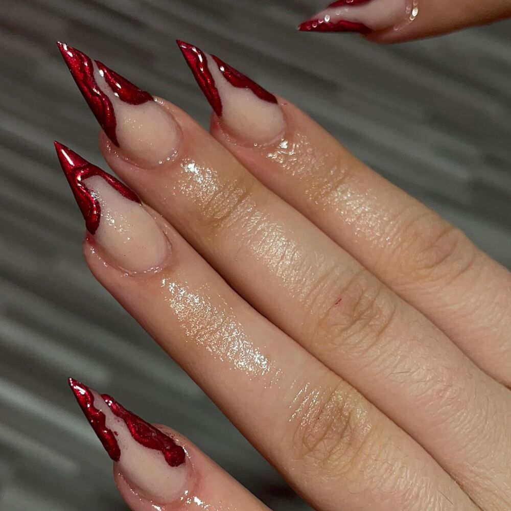 red tip stiletto nails