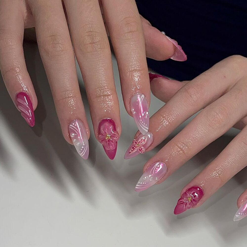 floral stiletto nails