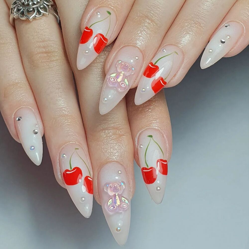cherry stiletto nails